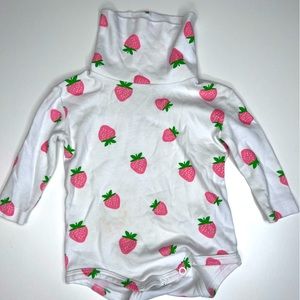 The Beaufort Bonnet Company Strawberry Turtleneck Onesie 6-12m